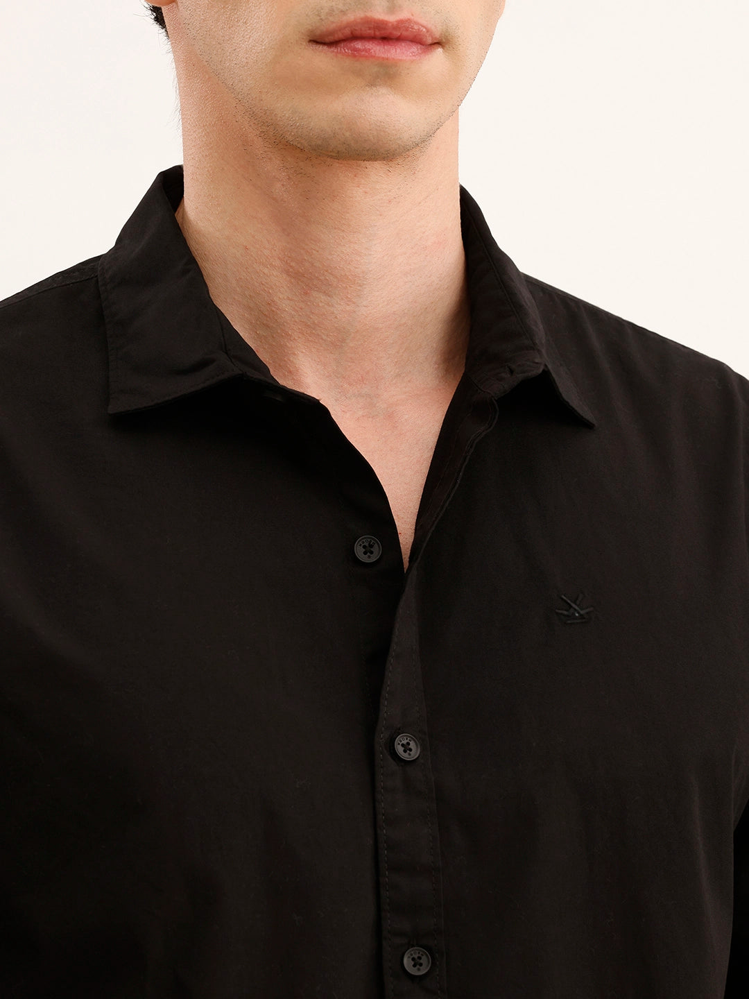 Classic Regular Fit Solid Shirt | Black