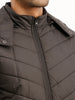 Solid Regular Fit Hooded Puffer Jacket | Black