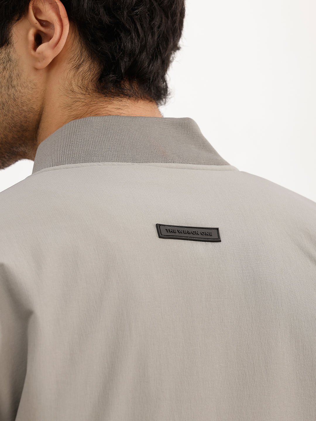 Solid Regular Fit Bomber Jacket | Grey