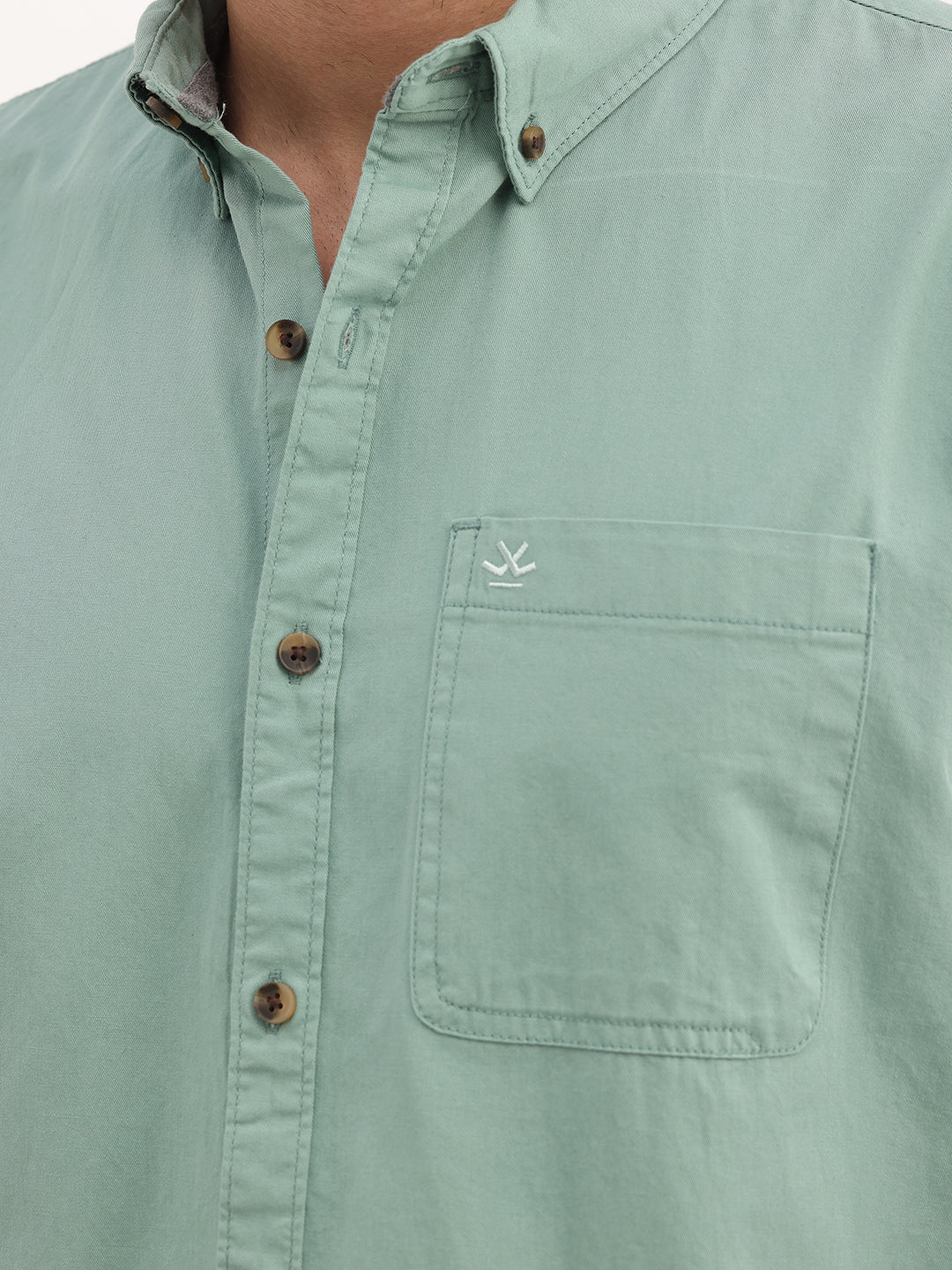 Solid Slim Fit Full Sleeve Shirt | Teal