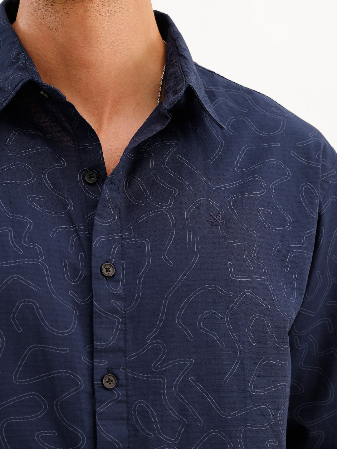 Comfort Fit Full Sleeve AOP Shirt | Navy Blue