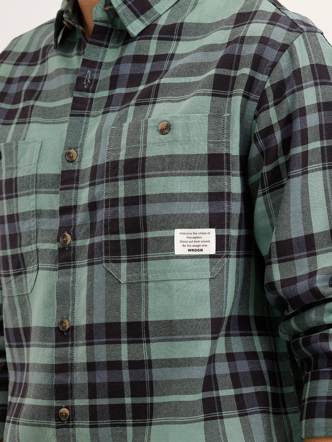 Comfort Fit Double Pocket Checkered Shirt | Green