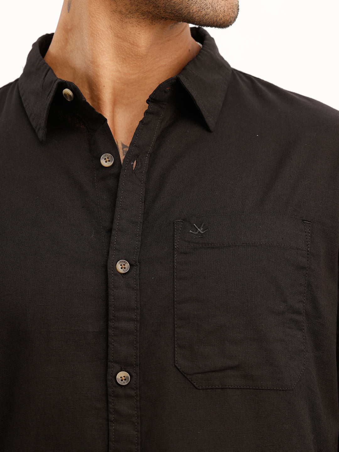 Solid Regular Fit Full Sleeve Shirt | Black | WRSH0772M