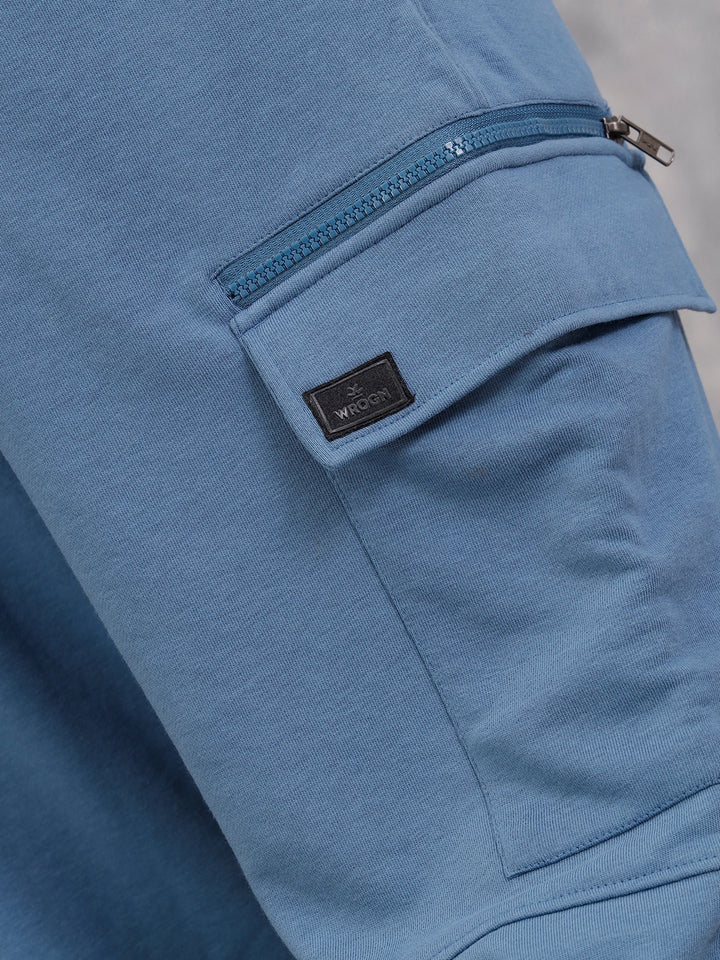 Comfort Fit Trackpants With Utility Cargo Pockets | Blue