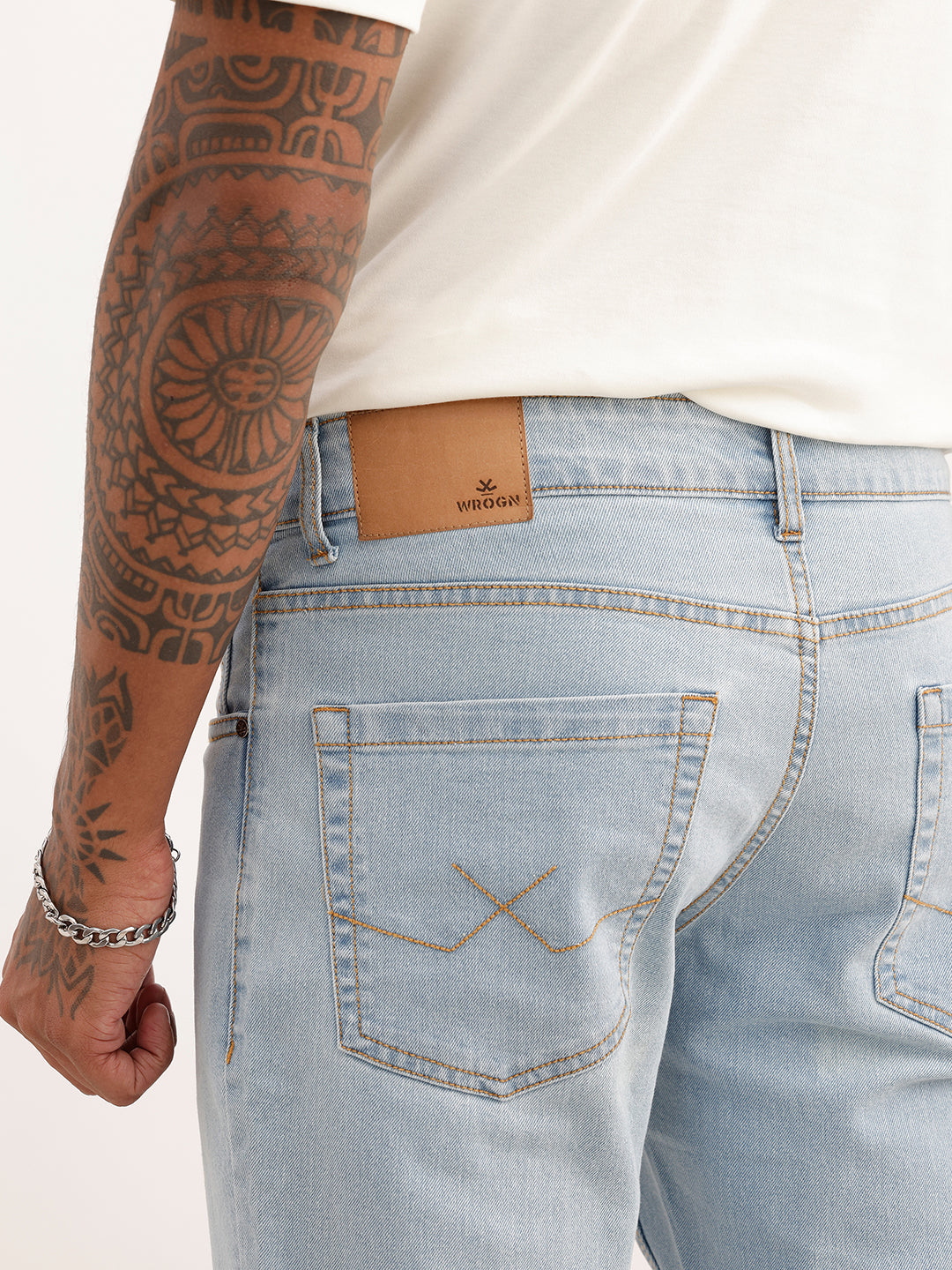 Heavy Fade Slim Fit Denim Jeans | Light Blue | WUJN2602F