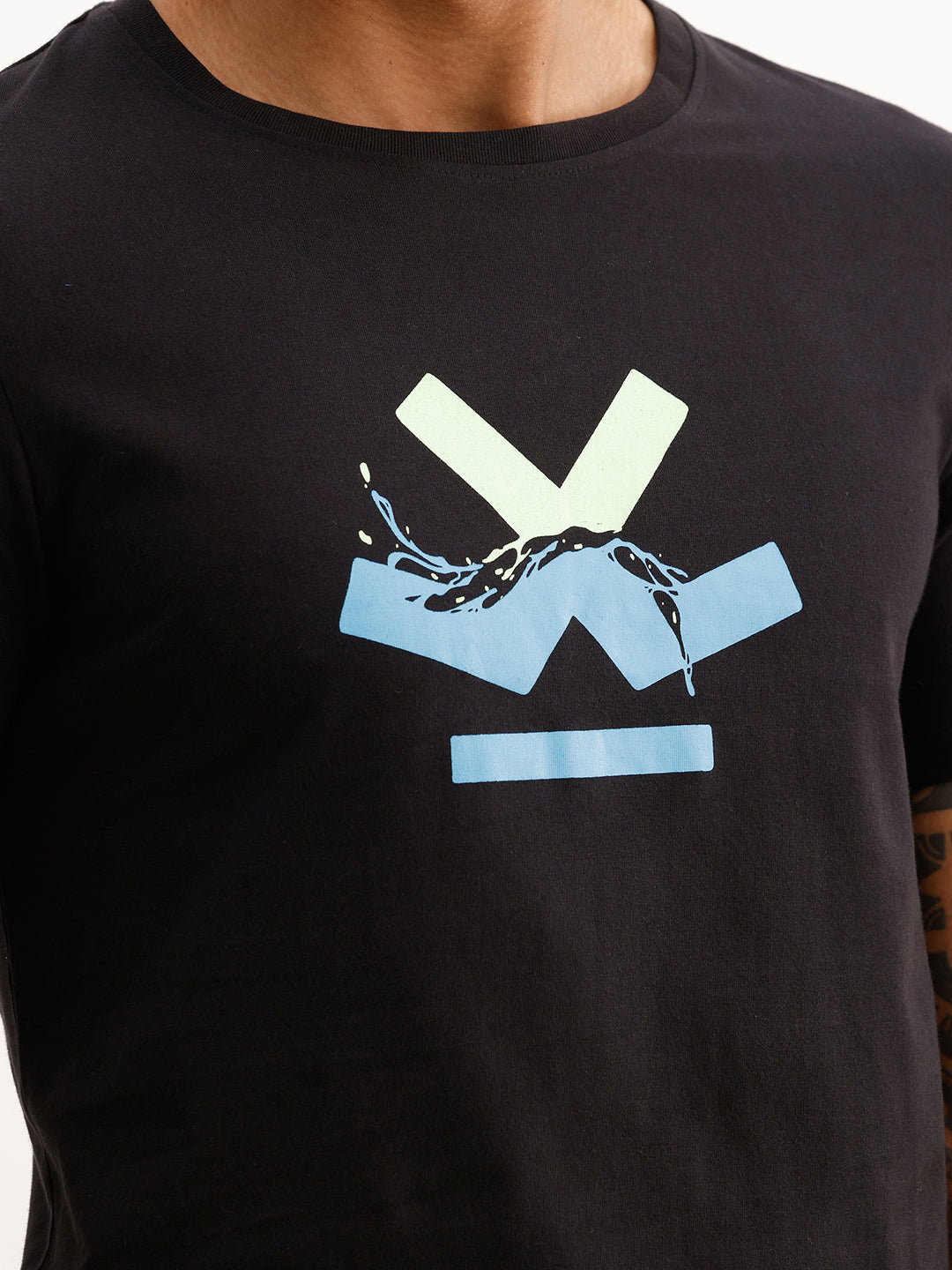 Slim Fit Placement Printed T-Shirt | Black