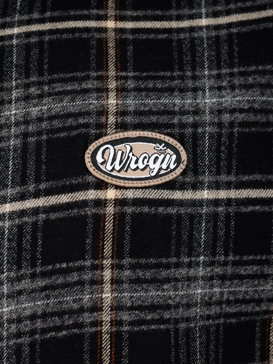 Smart Casual Check Shirt with Embellished Badge Accent | Black