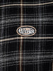 Smart Casual Check Shirt with Embellished Badge Accent | Black