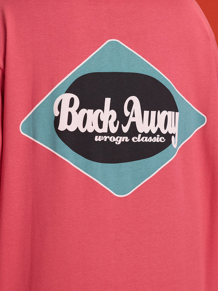 Contrast Neck Retro Graphic Printed Oversized Fit Tshirt | Red