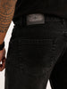 Washed Straight Fit Denim Jeans | Black
