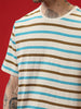 Beige Stripes Crew Neck T-Shirt