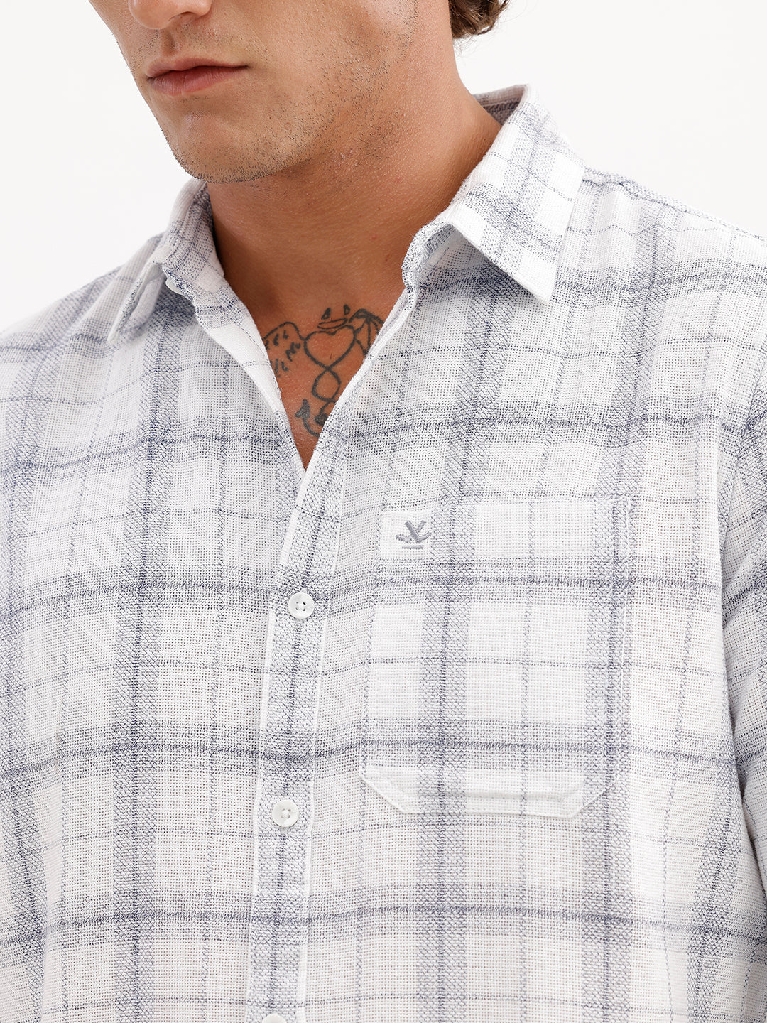 Textured Regular Fit Full Sleeve Shirt | White