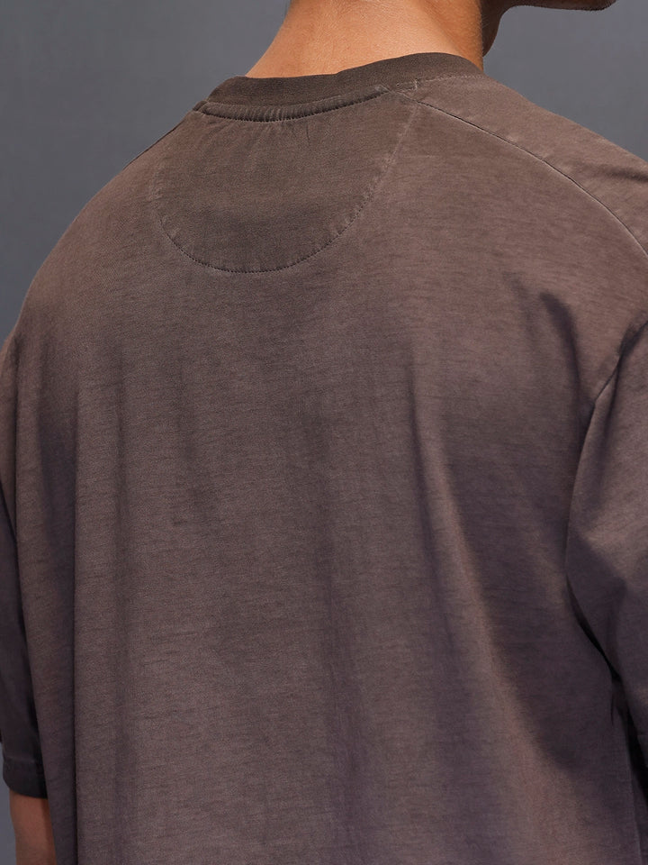 Men's Wrogn Branded Oversized washed Tee |  Brown