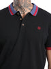 Solid Black Contrast Collar Polo T-Shirt