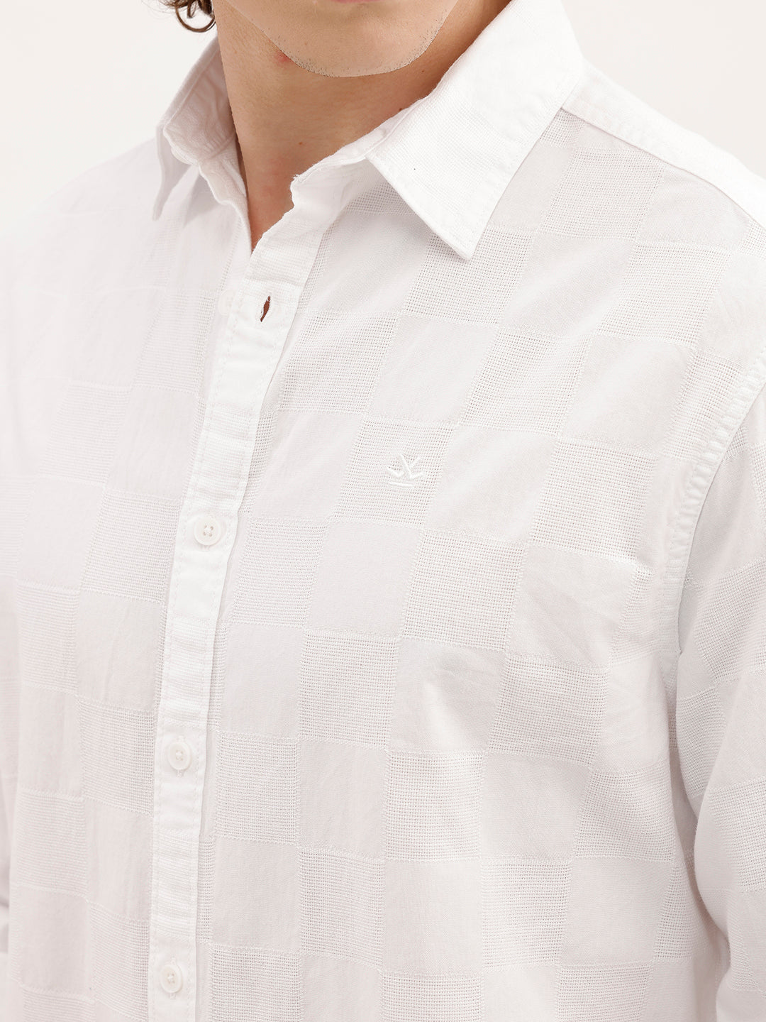 Solid Comfort Fit Textured Shirt | White