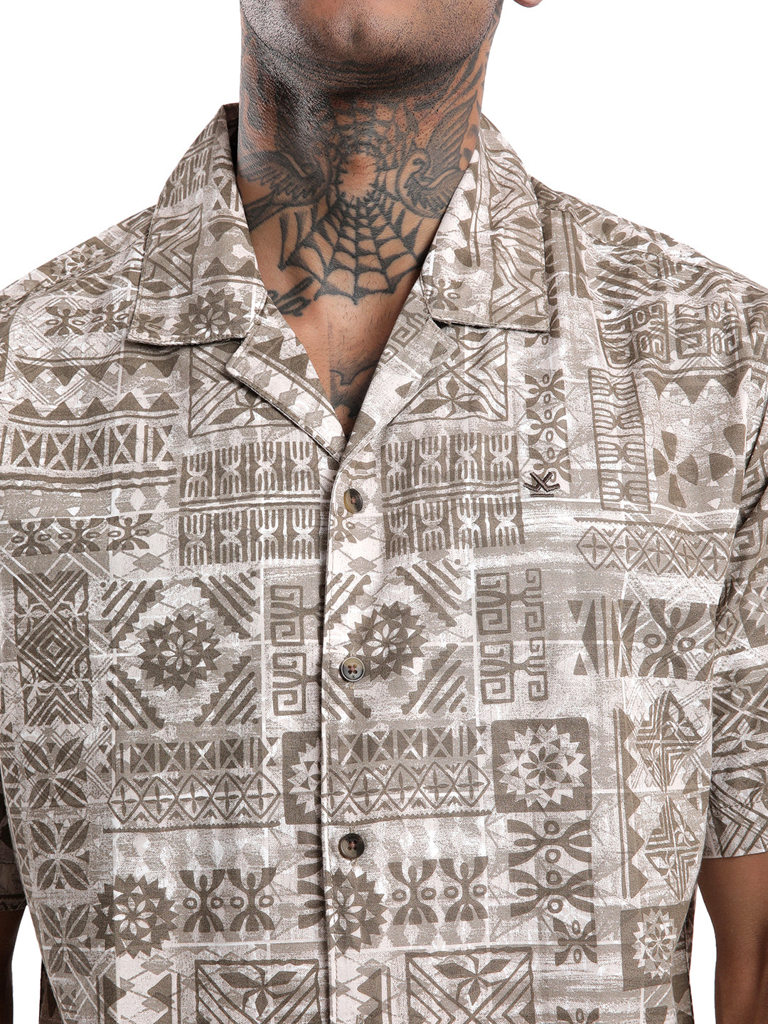 Abstract Brown AOP Spoyl Shirt