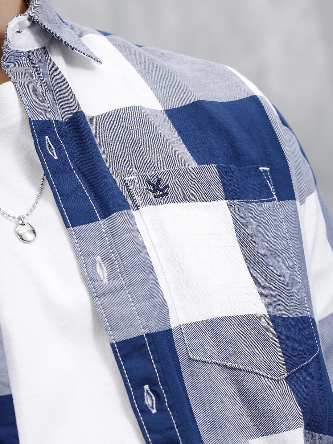 Checkered Full Sleeve Regular Fit Shirt  | Navy Blue