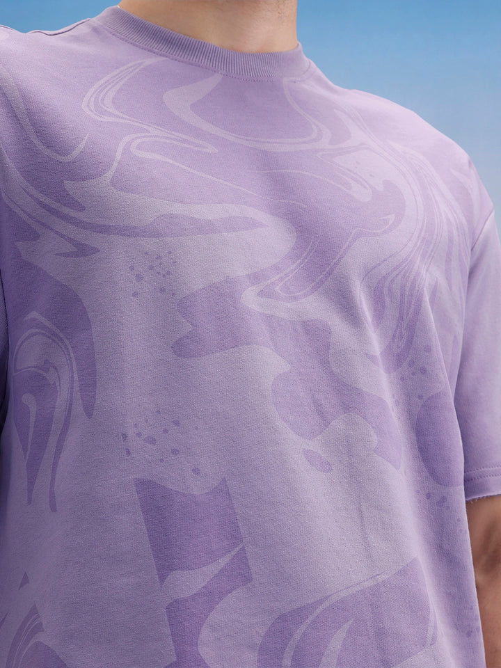 Oversized Front Printed T-Shirt | Purple