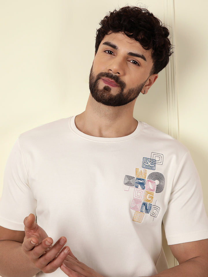 Embroidered Slim Fit T-Shirt | Off White