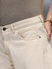 Wrogn Men's Casual Loose Fit Jeans with Contrast Stitch Detail | Khaki