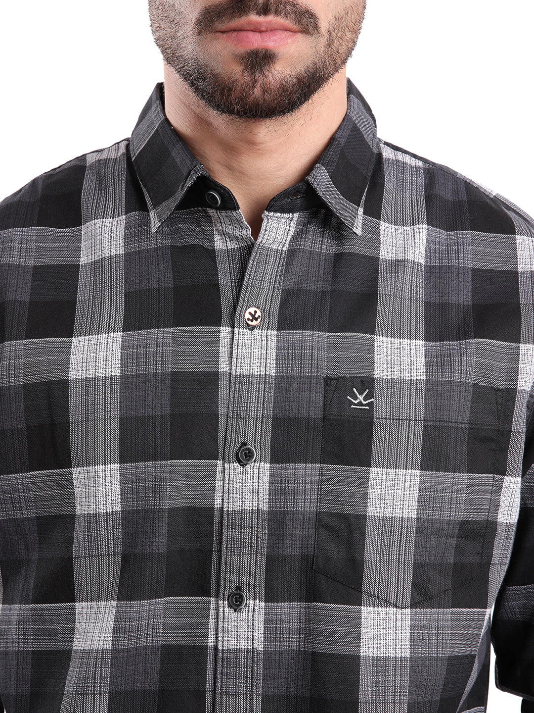 Premium Long Sleeve Checked Black Shirt