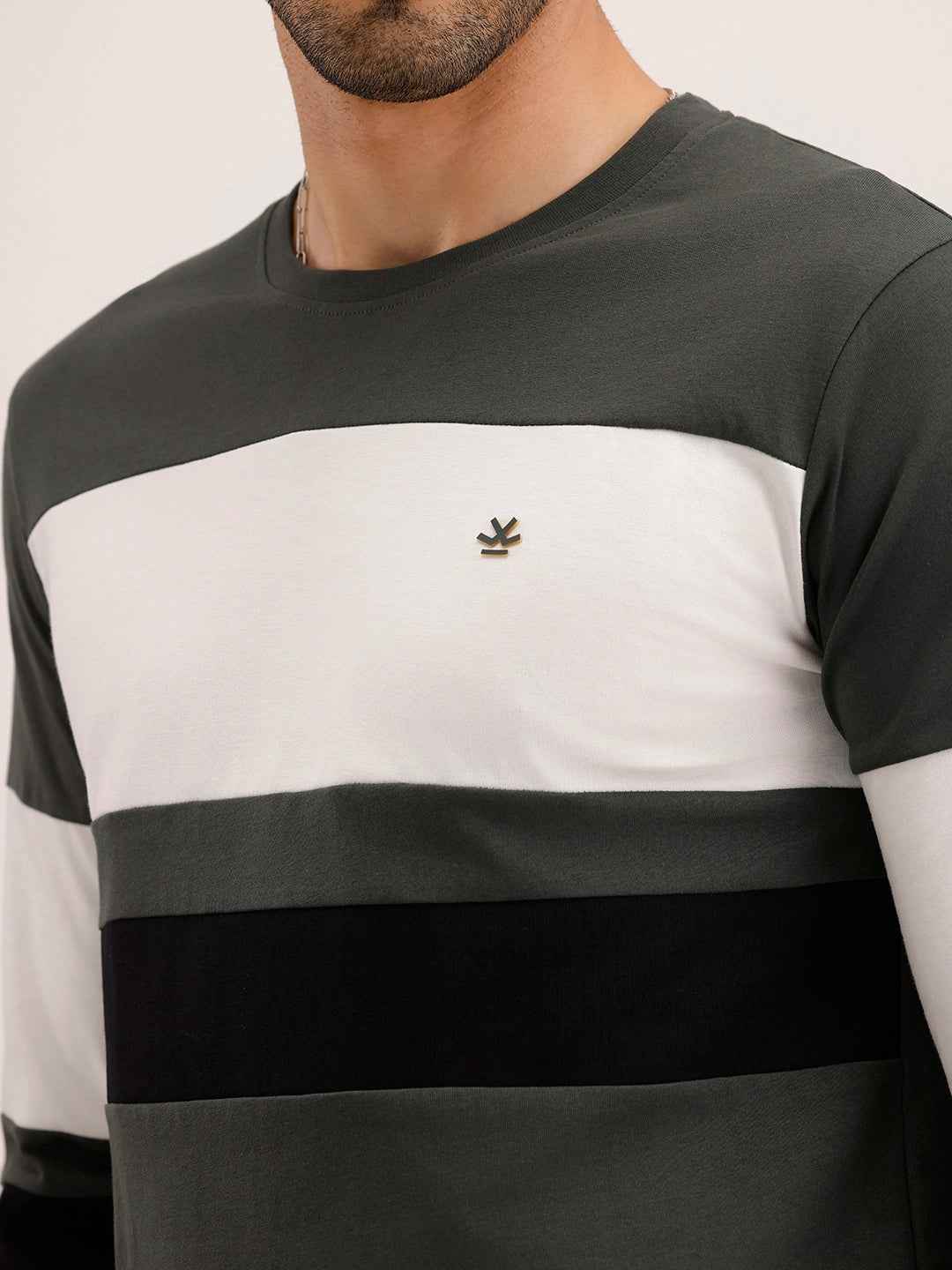 Slim Fit Cut & Sew Long Sleeved T-Shirt | Olive