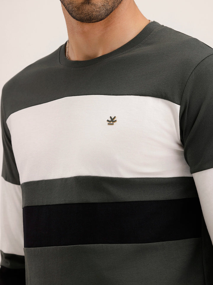 Slim Fit Cut & Sew Long Sleeved T-Shirt | Olive