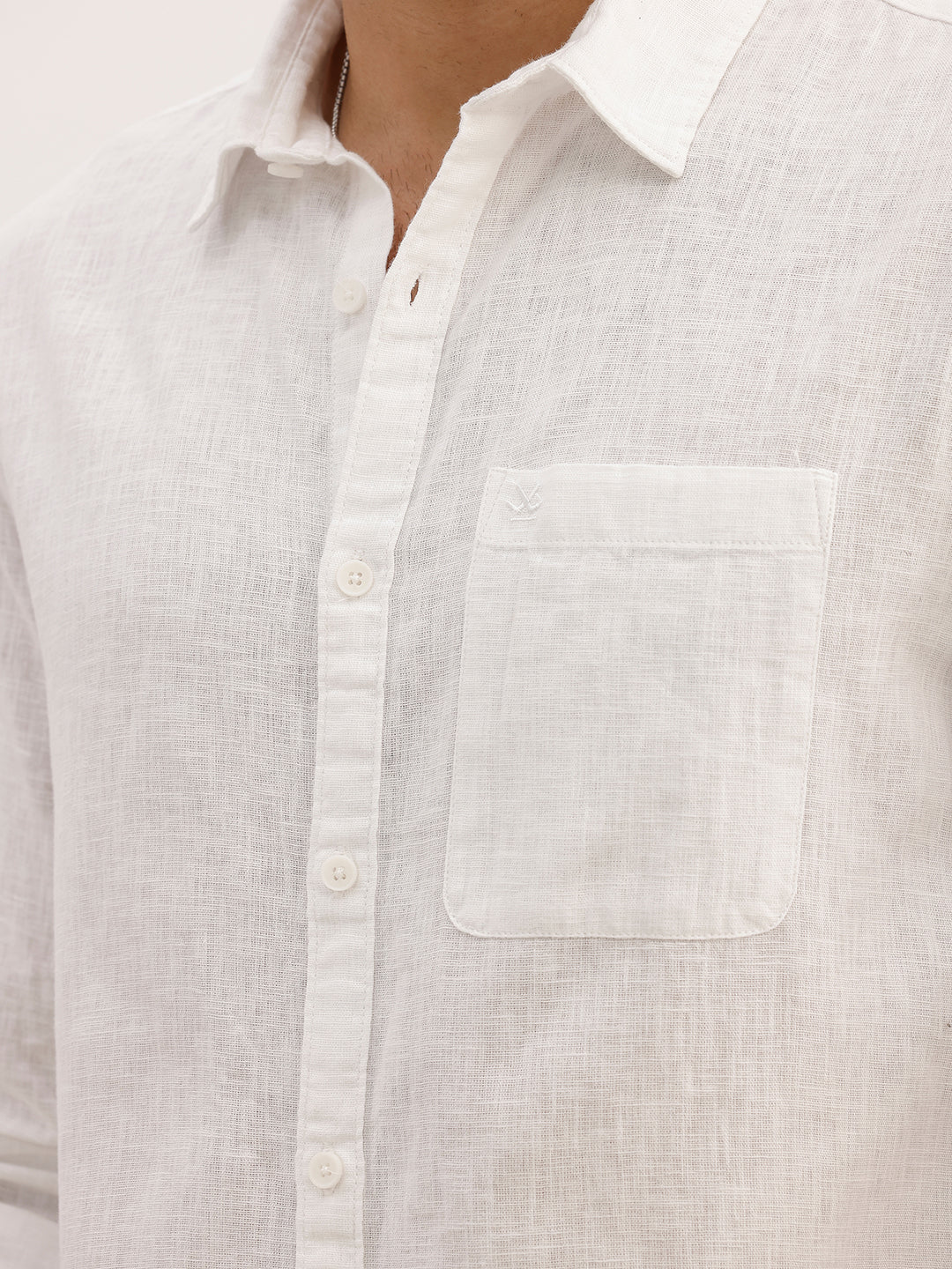 Solid Slim Fit Full Sleeve Shirt | White