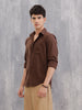 Solid 100%Cotton Regular Fit Shirt |  Brown