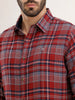 Textured Slim Fit Checkered Shirt | Maroon