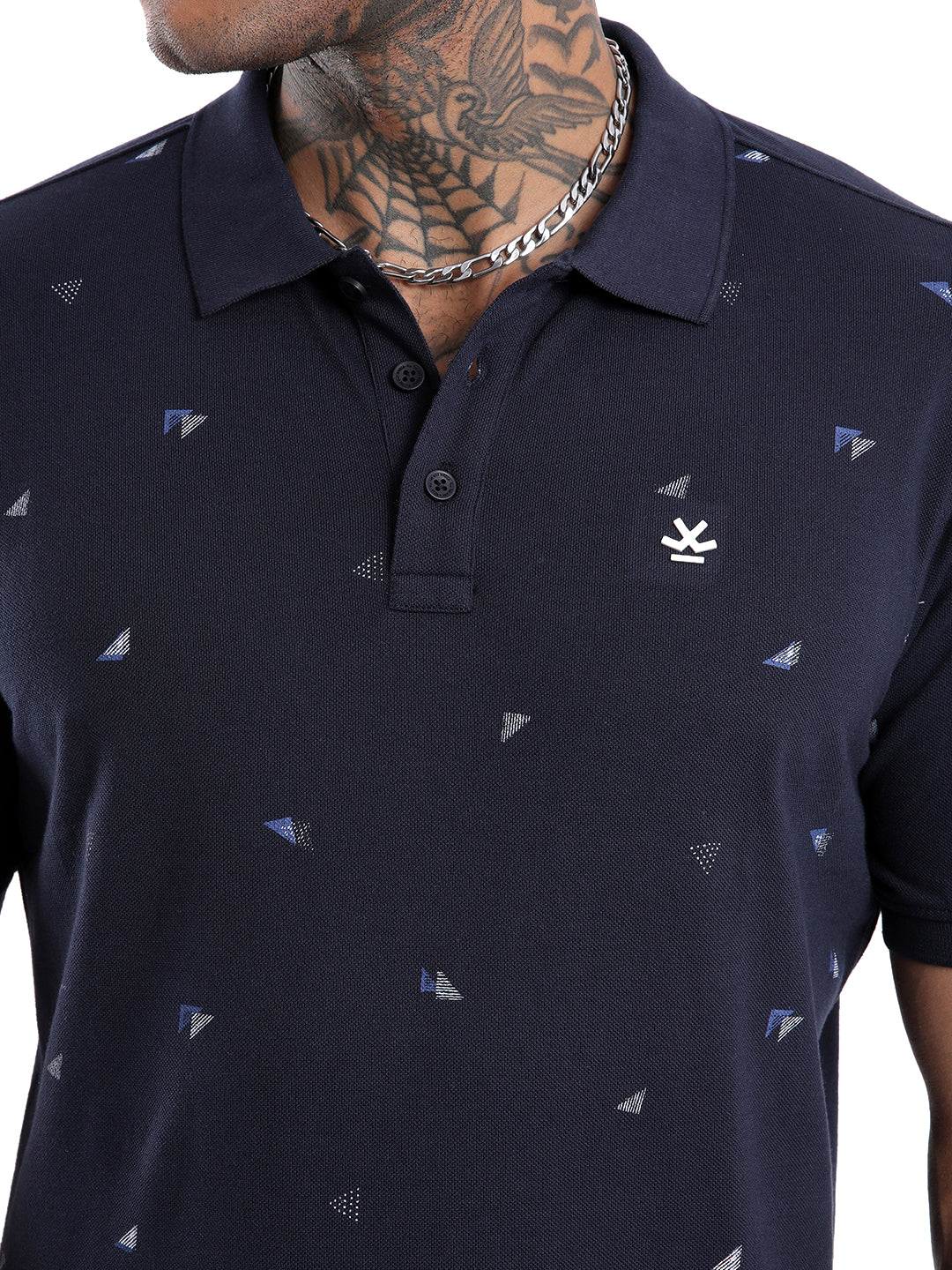 Classic Navy AOP Polo T-Shirt