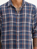 Slim Fit Checkered Full Sleeve Shirt | Navy Blue