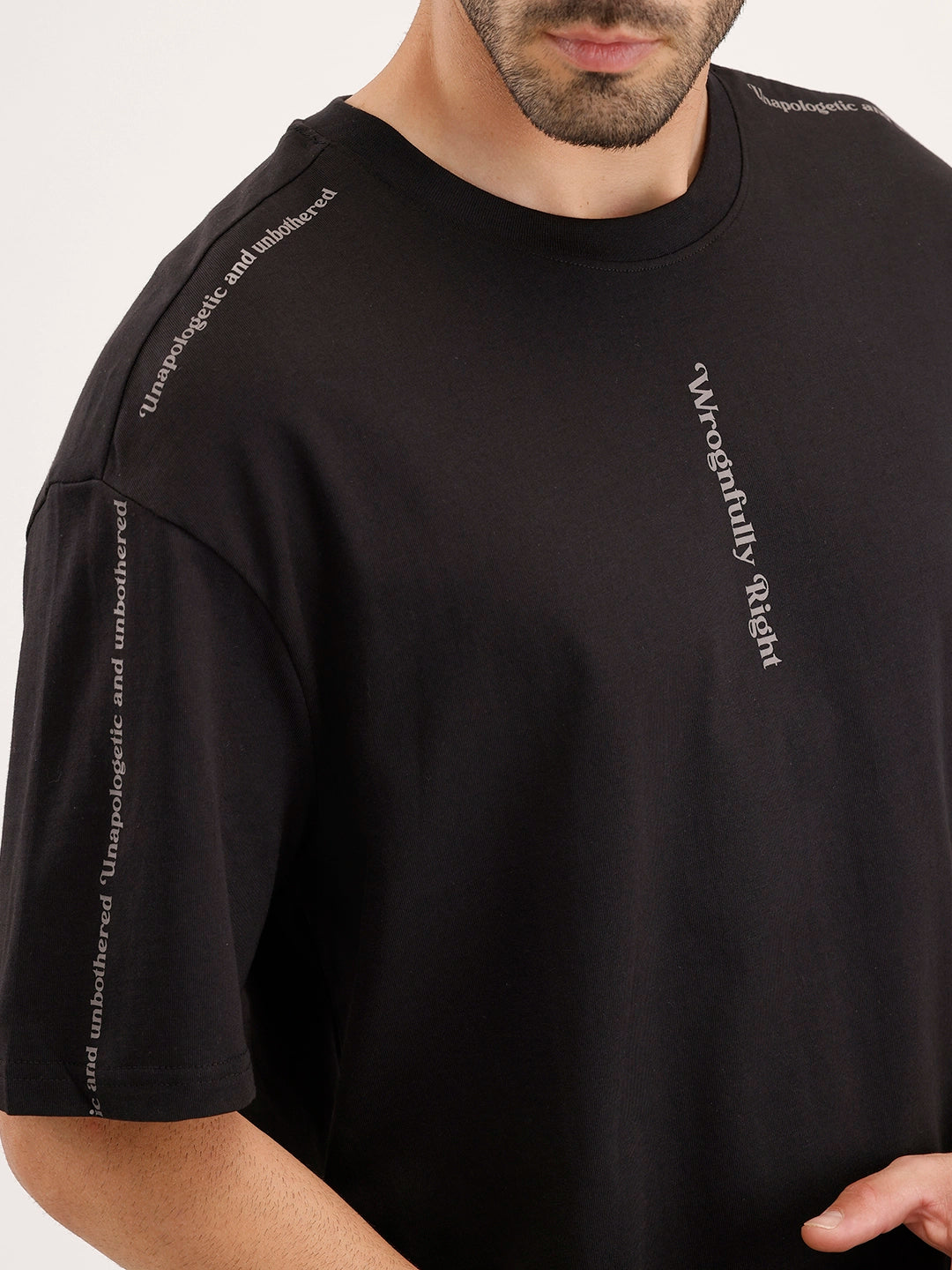 Oversized Fit Placement Printed T-Shirt | Black