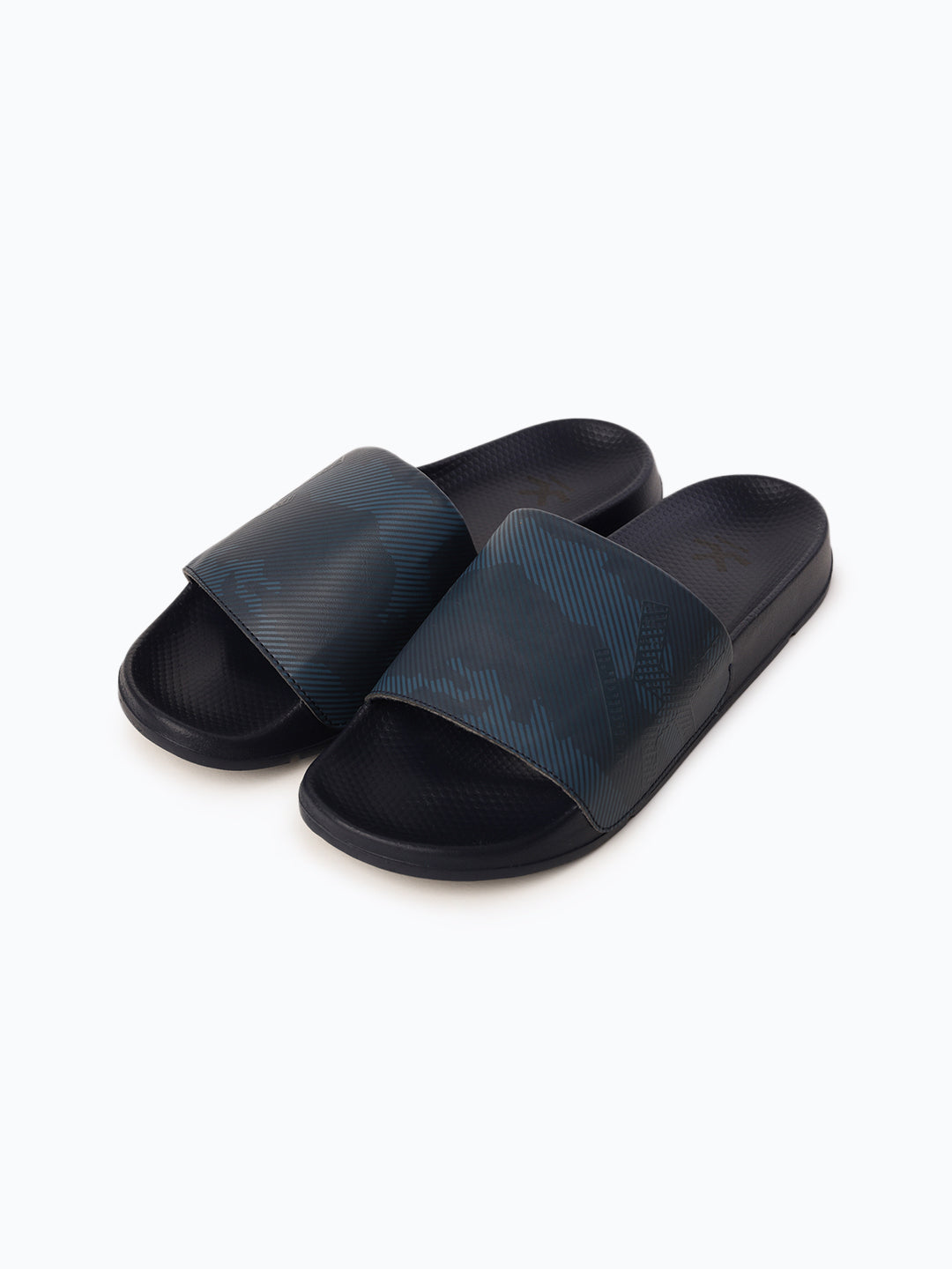 Navy Glitch Casual Sliders