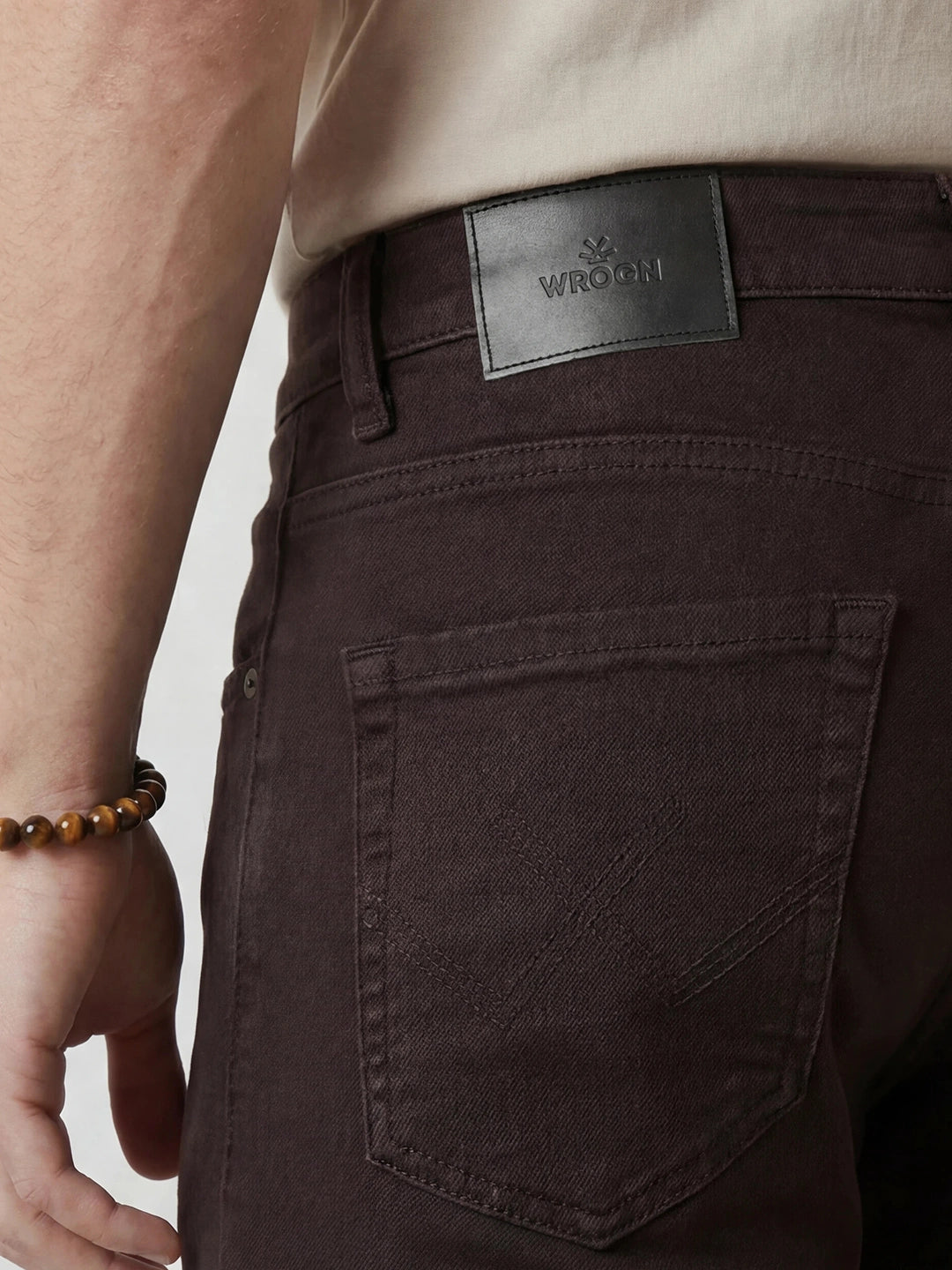 Solid Skinny Crop Denim Jeans | Brown