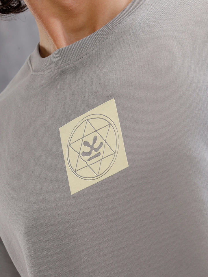 Back Print Oversized Tee | Grey