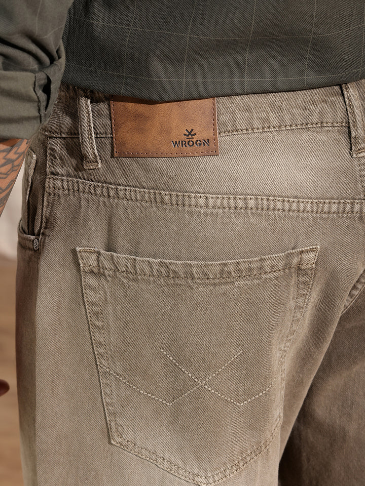 Solid Anti Fit Jeans  | Khaki