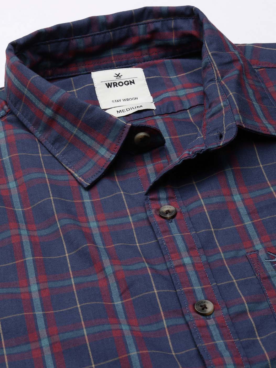 Checked Cotton Navy Blue Shirt