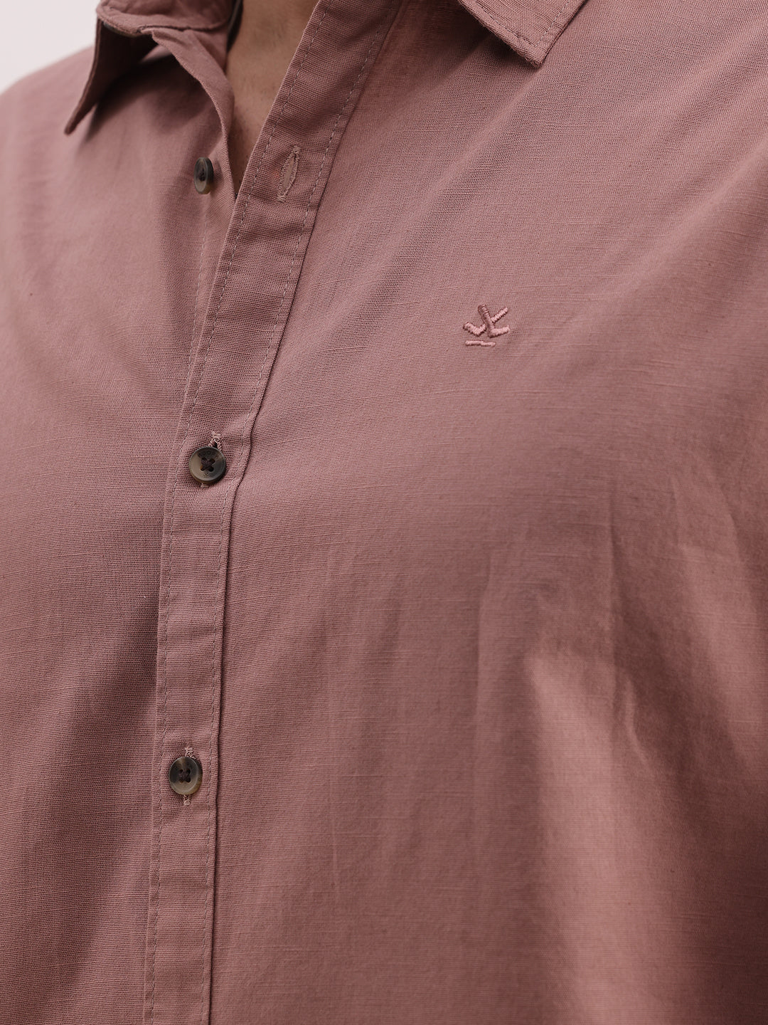 Solid Slim Fit Full Sleeve Shirt | Peach