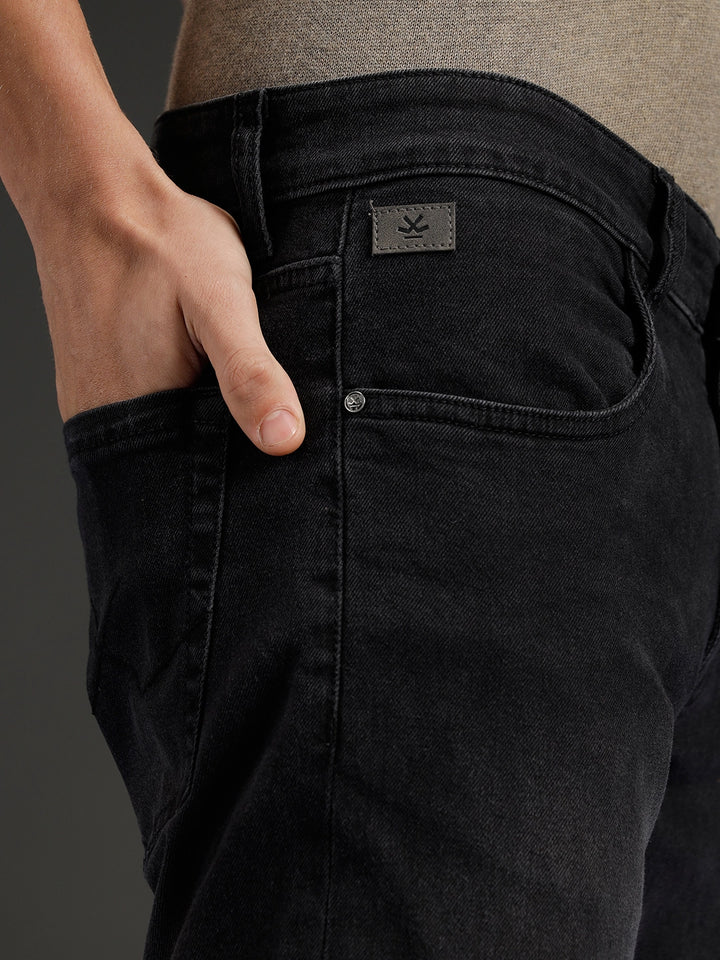 men's causal straight fit jeans | Black