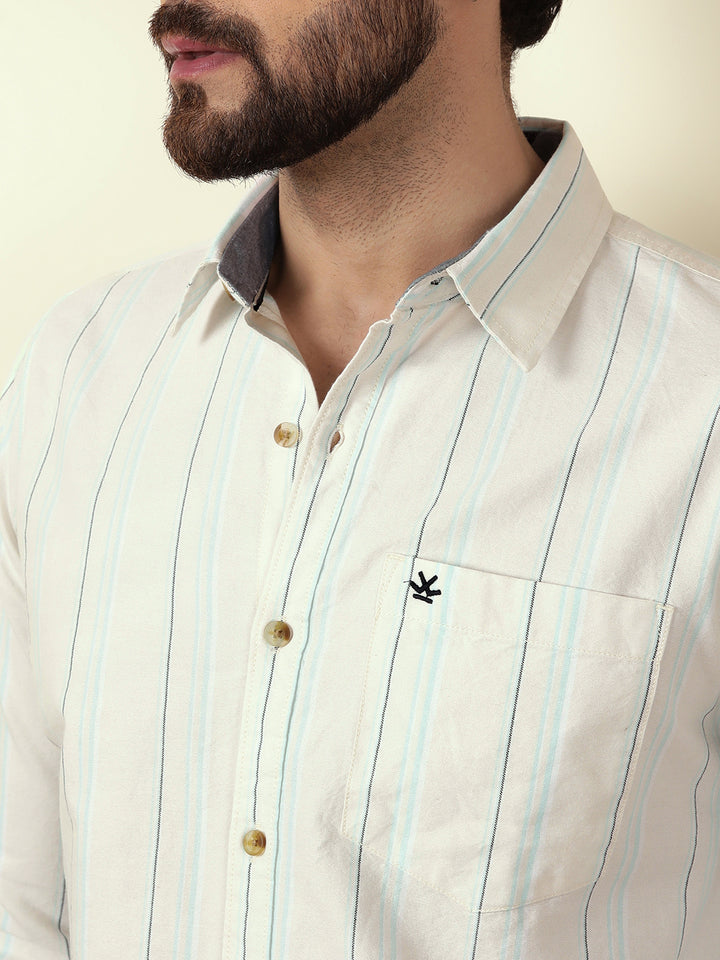 Tonal Stripes Oxford Shirt | Yellow