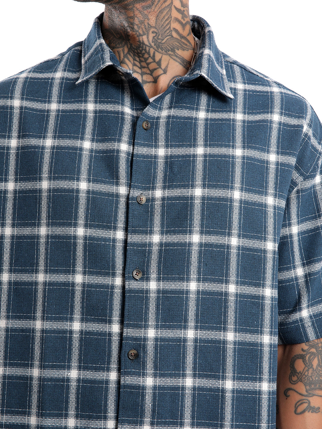 Green and White Checkered Casual Shirt