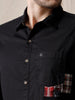 Patched Slim Fit Casual Shirt