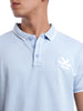 Solid Blue Logo Embroidered Polo T-Shirt