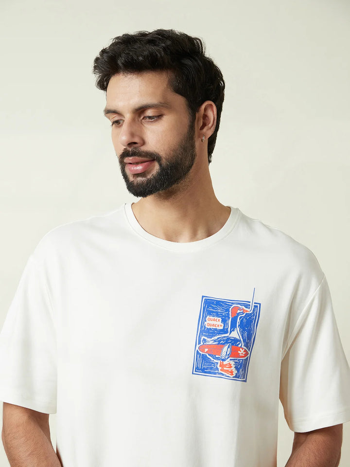 Printed Heavy GSM Oversized T-Shirt | Off White