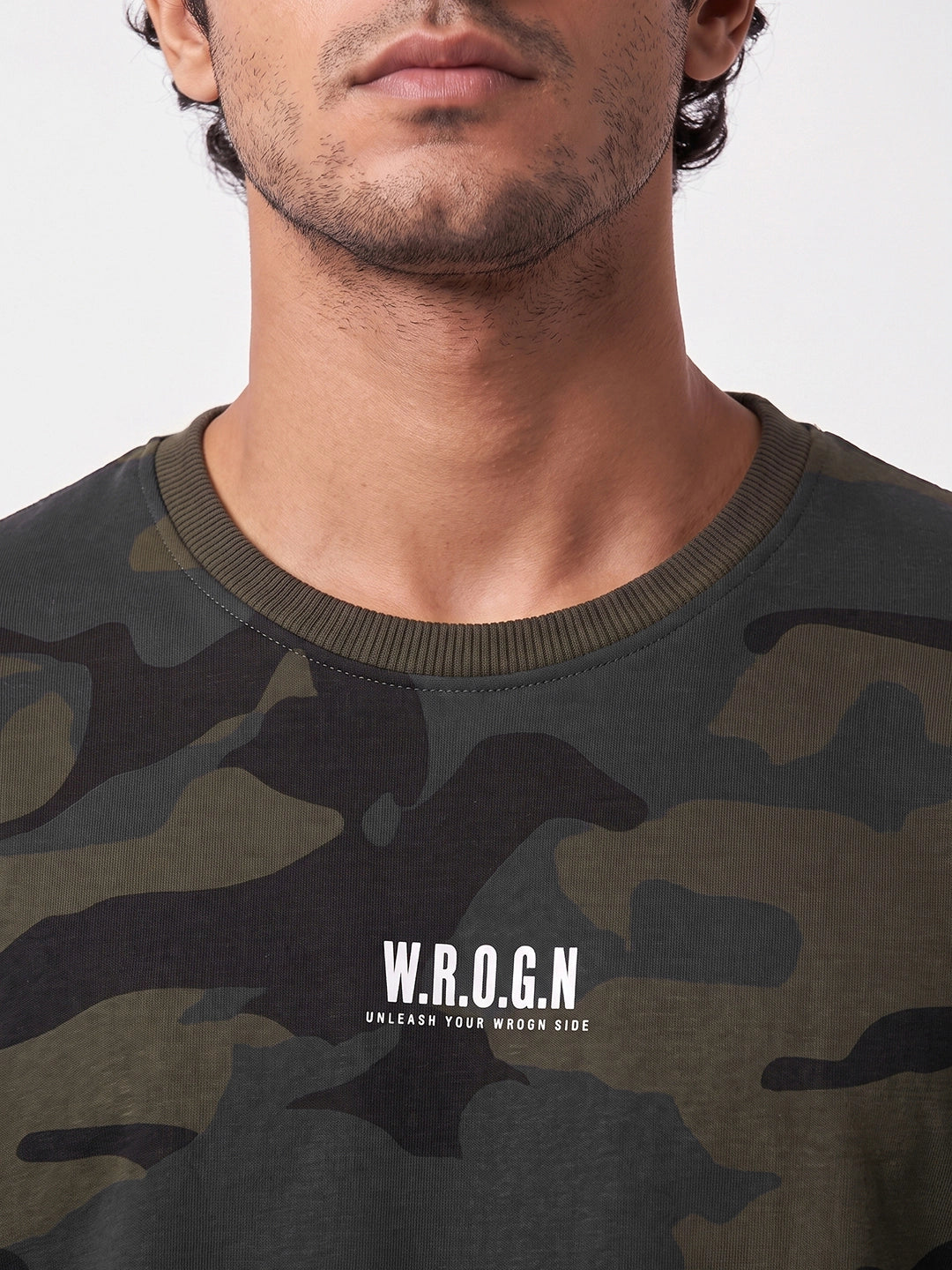 Slim Fit AOP Camo Sweatshirt | Olive