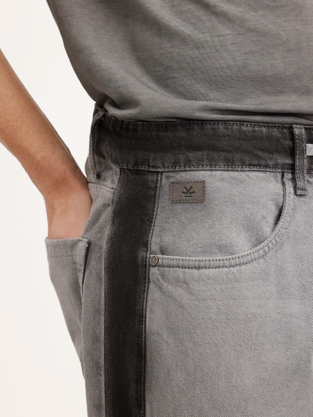Loose Fit Cut & Sew Denim Jeans | Grey