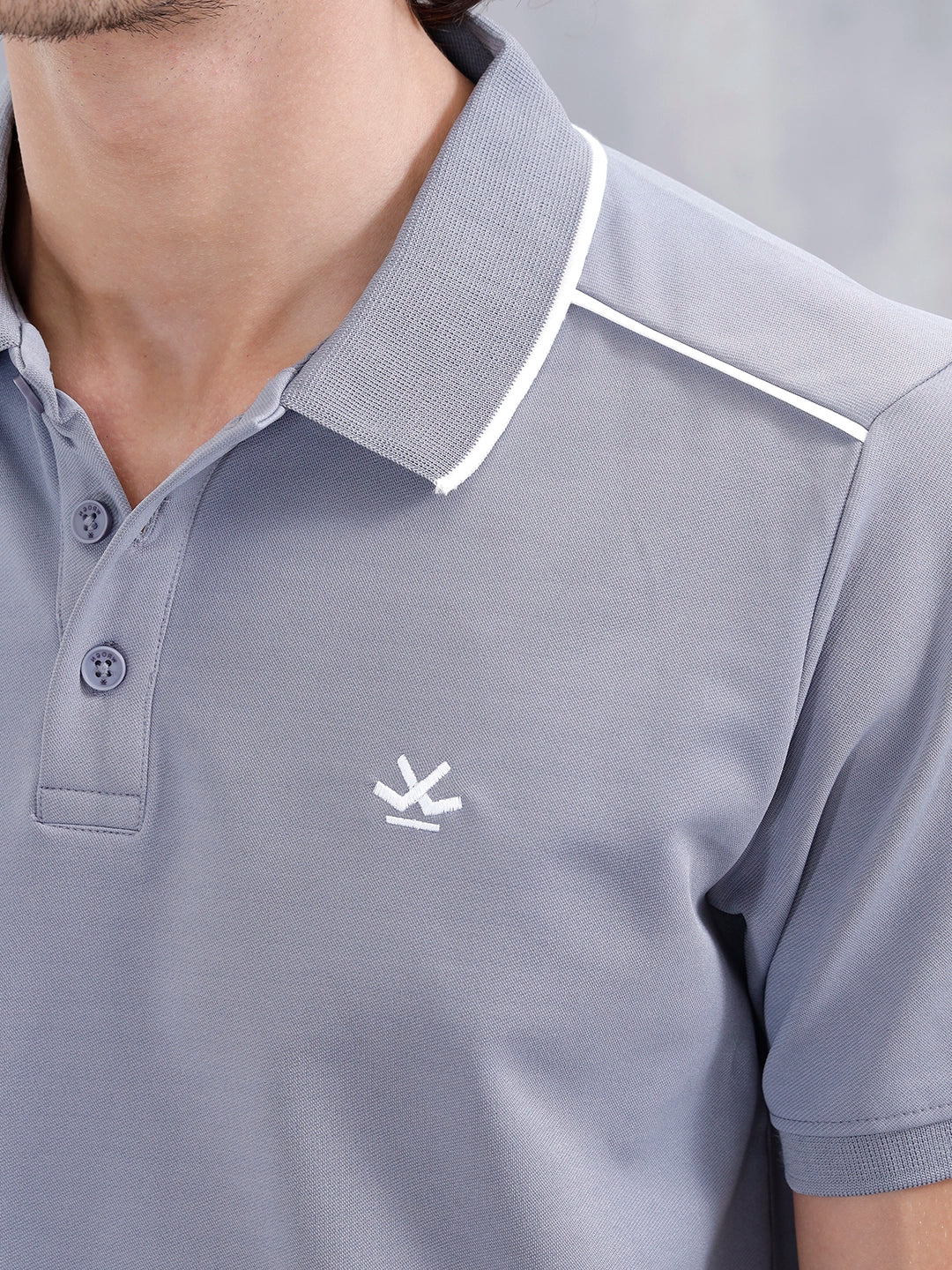 Polo T-Shirt With Contrast Trim Details | Grey