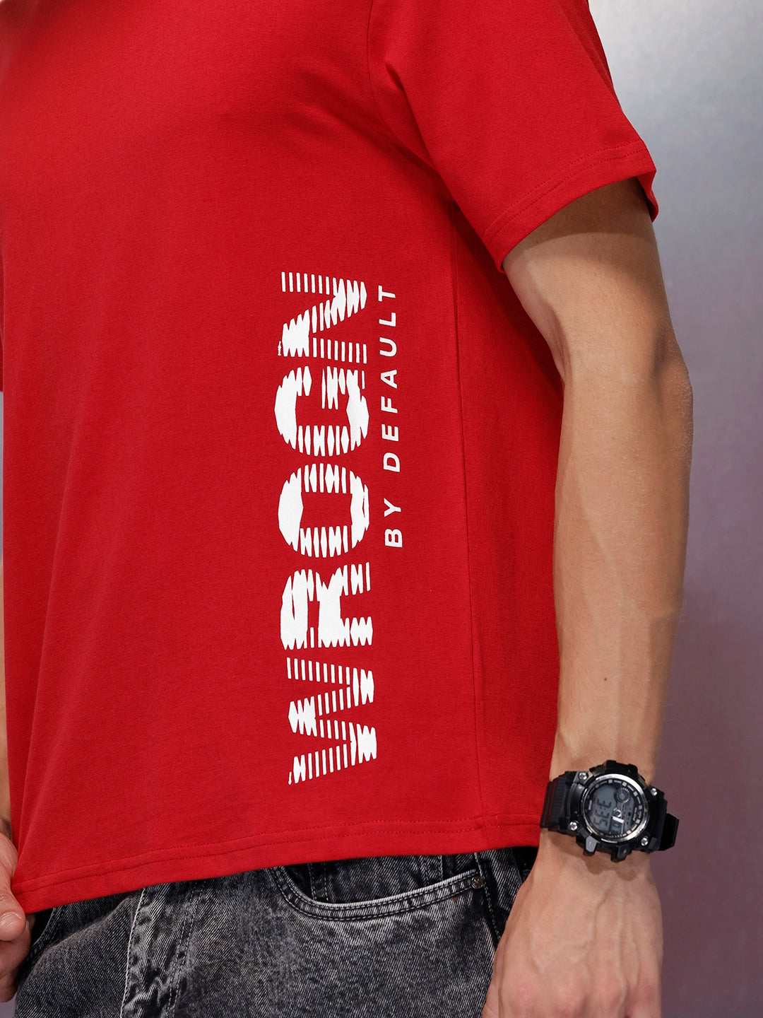 Men’s slim fit placement print t-shirt | Red