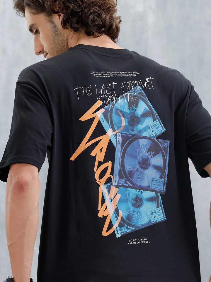Casual Men Oversized Fit Tee With Graphic | Black